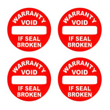 Vinylová záručná samolepka Waranty VOID if seal broken červená d8mm