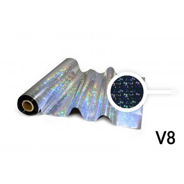 Fólia pre Hot Stamping - V8 hologramová strieborná vzor hviezdy