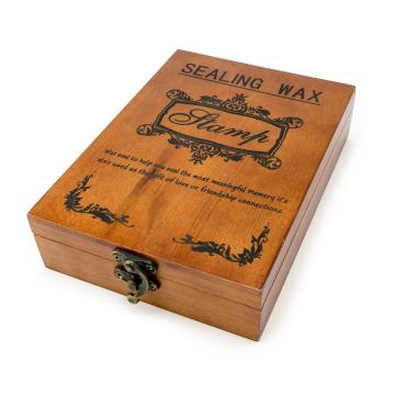 Drevená darčeková krabička s voskami pre voskové pečatidlo