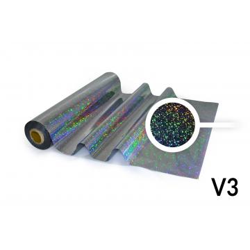 Fólia pre Hot Stamping - V3 hologramová strieborná vzor elipsy malé pravidelne usporiadané