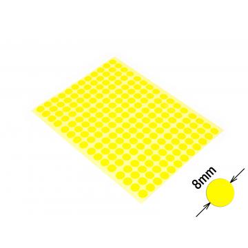 Kruhové farebné signalizačné samolepky bez potlače 8mm žlté