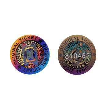 Hologramové samolepky s číslovaním pre výrobu vstupeniek, lístkov a náramkov, 13mm kruh