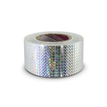Hologramová samolepiaca páska 50mm, motív strieborné štvorčeky