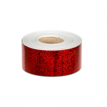 Hologramová samolepiaca páska motív 8 kolieska  - šírka 5cm – červená