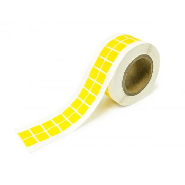 Nereziduální žltá štvorcová VOID samolepka s vysokou priľnavosťou 20x20mm