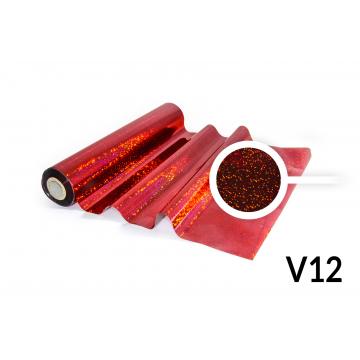 Fólia pre Hot Stamping - V12 hologramová vínově červené střepy s kolečkama