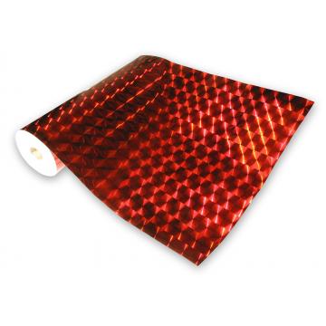 Univerzálna hologramová samolepiaca fólia na metre - štvorce červené