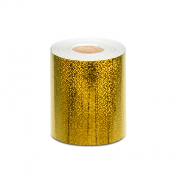 Hologramová samolepiaca páska motív 8 kolieska  - šírka 10cm – zlatá