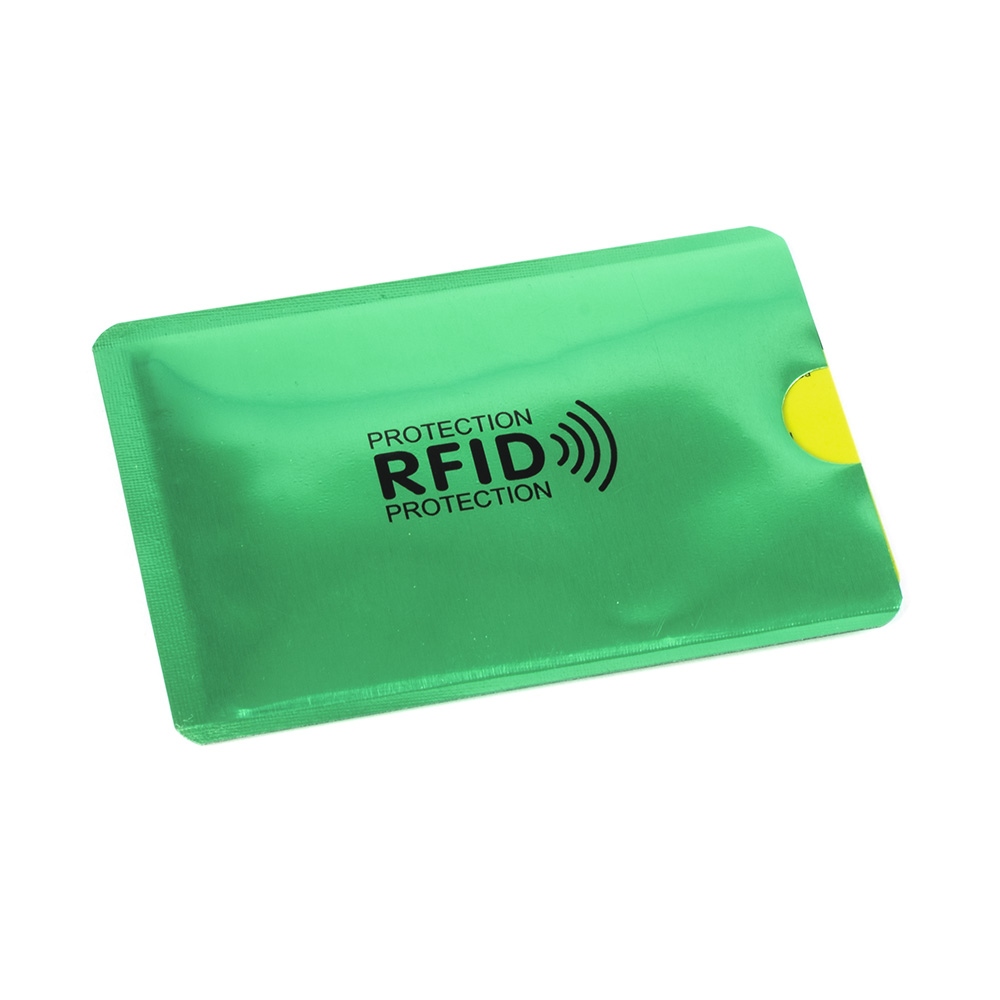 Bezpečnostný obal zelený na bezkontaktnú kartu blokujúci RFID a NFC signál