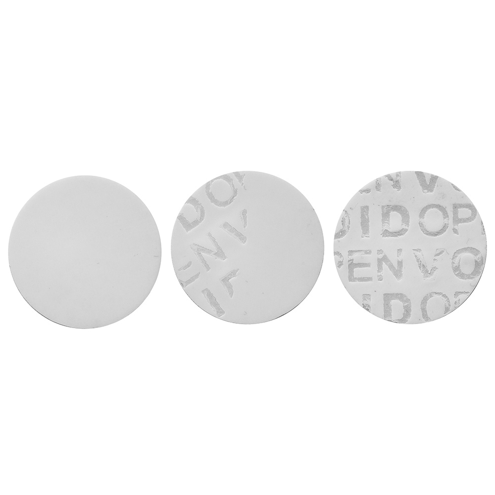 Neresiduálná biela - priesvitná okrúhla nálepka VOID s vysokou priľnavosťou 20 mm
